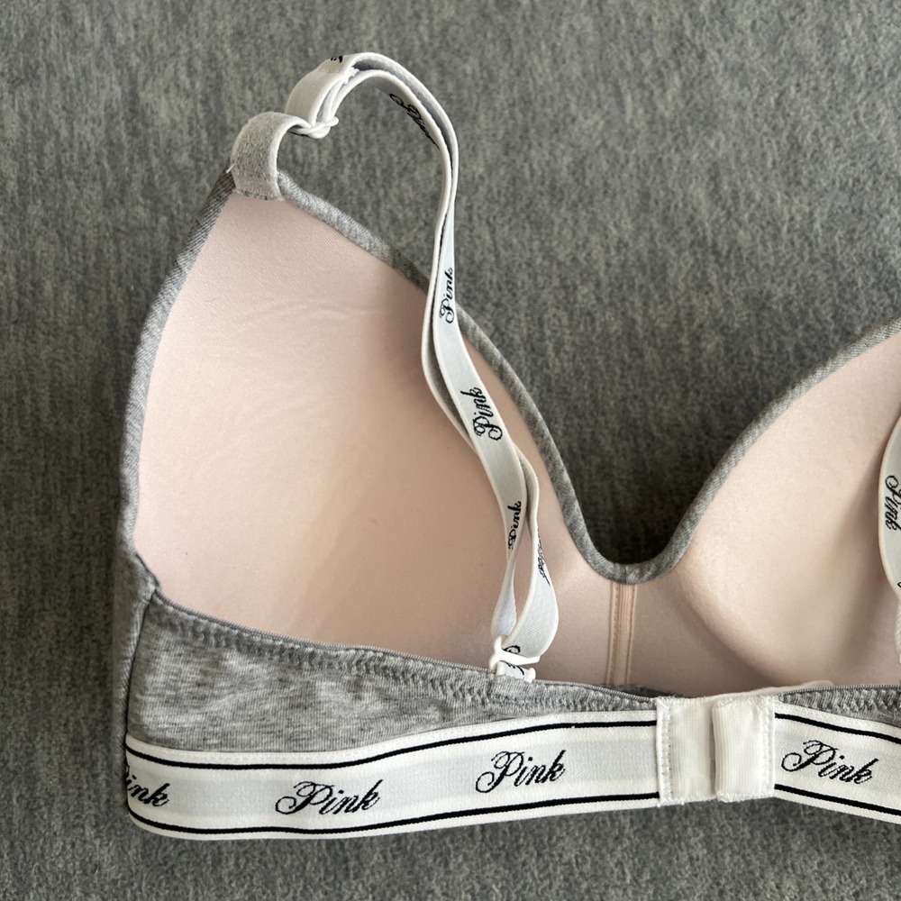 Victoria's Secret PINK Bra 32C Wear Everywhere Wireless Gray Lightly Padded EUC - Picture 6 of 12